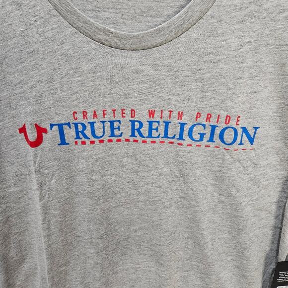 True Religion Shirt Essential Heather Gray Medium - Picture 3 of 7